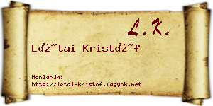 Létai Kristóf névjegykártya